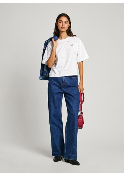 Beyaz Kadın Standart Düz T-Shirt PL505943