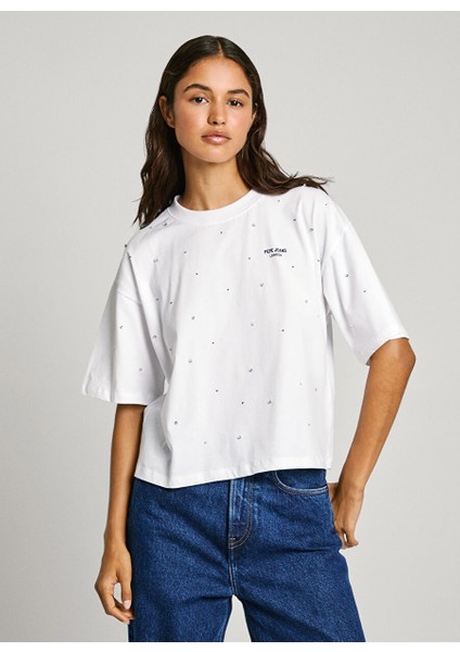 Beyaz Kadın Standart Düz T-Shirt PL505943 fiyatları