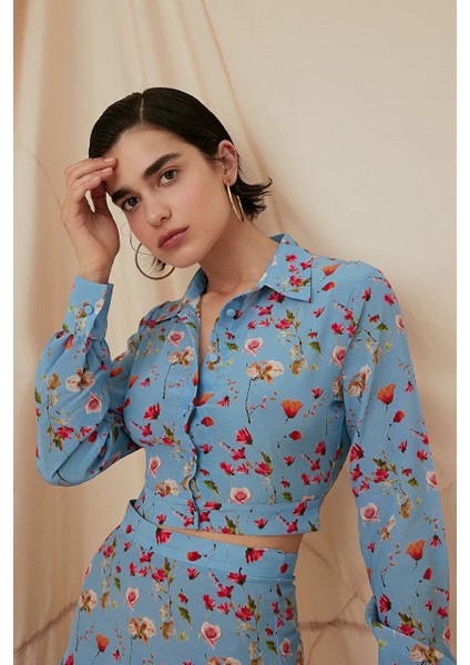 Floral Ipek Gömlek Etek Takım