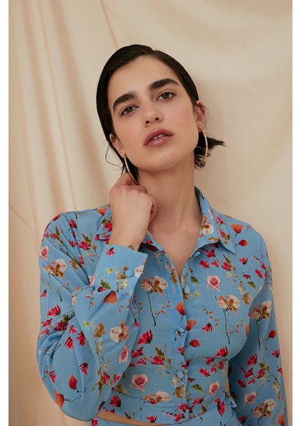 Floral Ipek Gömlek Etek Takım