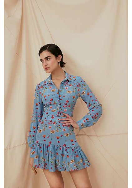 Floral Ipek Gömlek Etek Takım