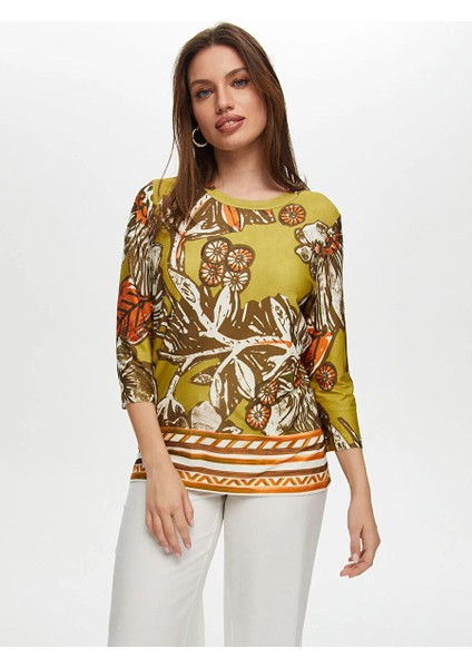 Yeşil Kadın Normal T-Shirt US25TSH097