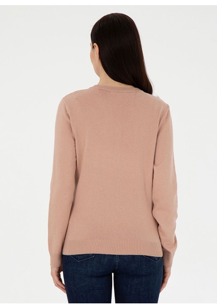 Pudra Kadın V Slim Fit Düz Kazak E-Carde indirimleri