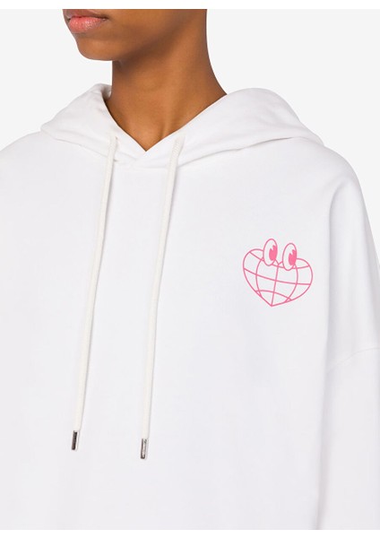 Beyaz Kadın Kapüşon Standart Baskılı Sweatshirt A1701-2002 fiyatları