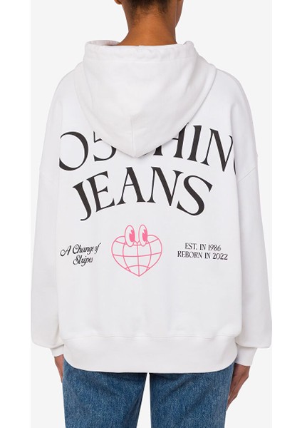 Beyaz Kadın Kapüşon Standart Baskılı Sweatshirt A1701-2002 modelleri