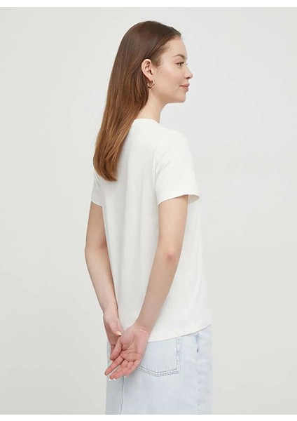 Ekru Kadın Normal Baskılı T-Shirt PL505748 modelleri