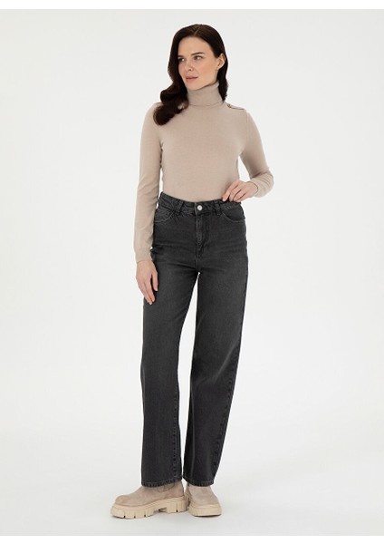 Bej Kadın Tam Balıkçı Slim Fit Düz Kazak Forge fırsatları