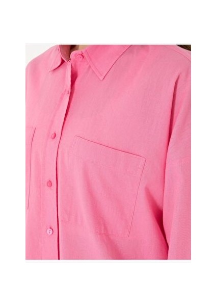 Açık Pembe Oversize Uzun Kollu Gömlek