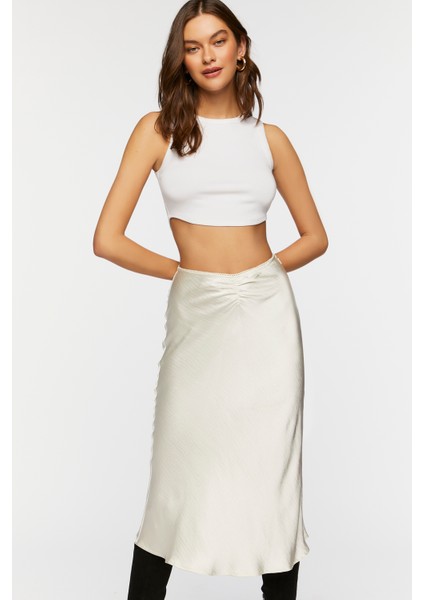 F21 Saten Slip Midi Etek