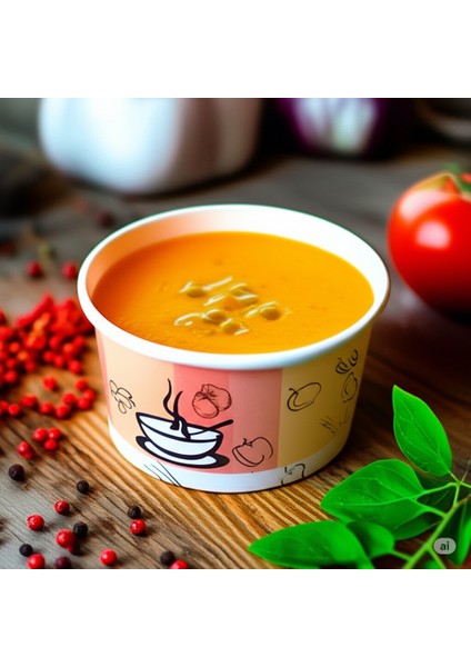 16 Oz Çorba Kasesi Kapaklı (25 Adet)