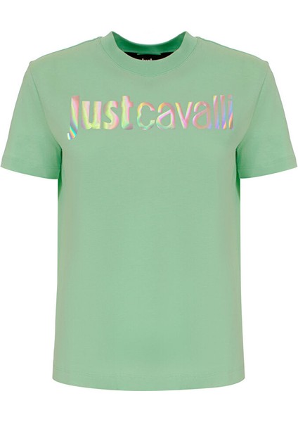 Bisiklet Yaka Baskılı Yeşil Kadın T-Shirt 74PBHG00