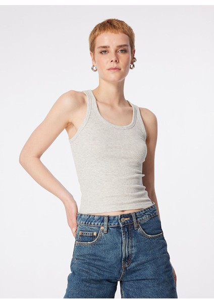 U Yaka Gri Kadın T-Shirt L241615036-KOLSUZ T-Shirt fırsatları