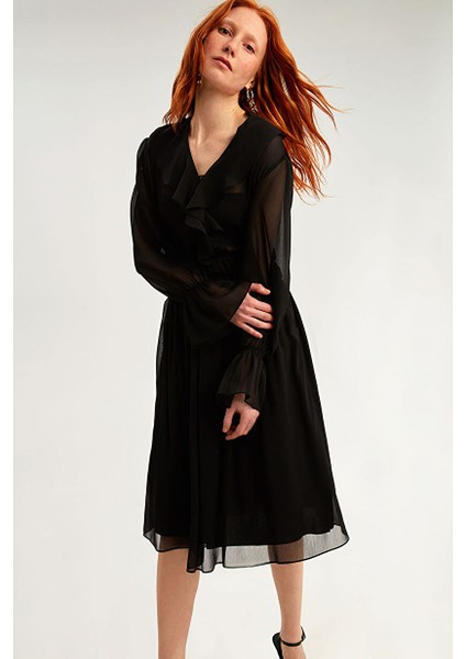 Lily Regular Fit Midi Boy Yüksek Bel Siyah Renk Etek modelleri