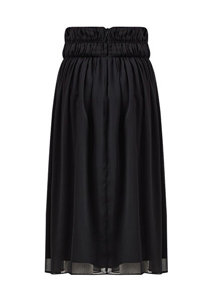 Lily Regular Fit Midi Boy Yüksek Bel Siyah Renk Etek