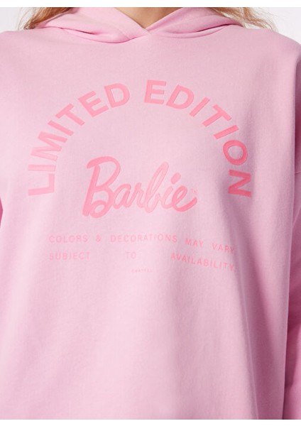 Pembe Kadın Kapüşonlu Oversize Baskılı Sweatshirt BRB4SL-SWT6086
