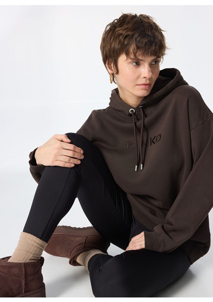 Kahve Kadın Yuvarlak Standart Baskılı Sweatshirt 101685-A21P/M28