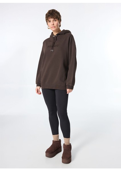 Kahve Kadın Yuvarlak Standart Baskılı Sweatshirt 101685-A21P/M28
