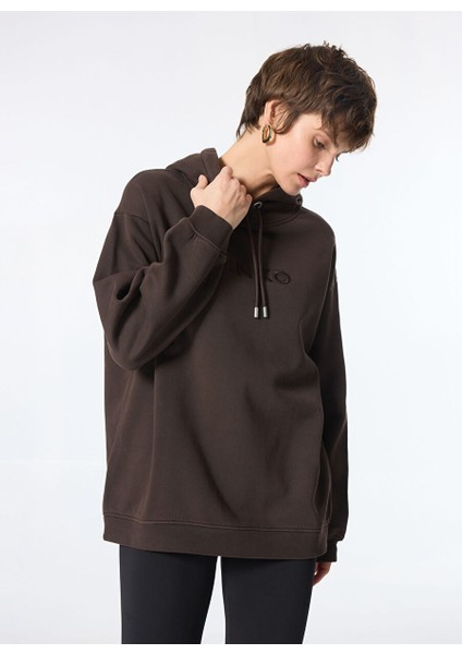 Kahve Kadın Yuvarlak Standart Baskılı Sweatshirt 101685-A21P/M28