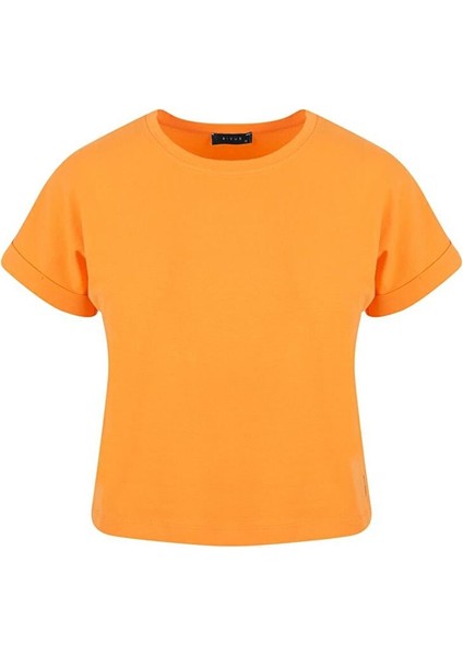 Bisiklet Yaka Basic T-Shirt - Turuncu