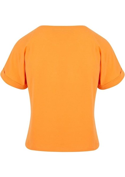Bisiklet Yaka Basic T-Shirt - Turuncu