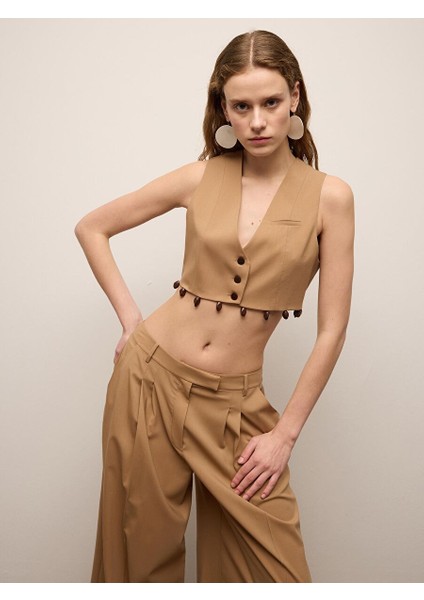 Camel Rengi Bol Paça Pantolon
