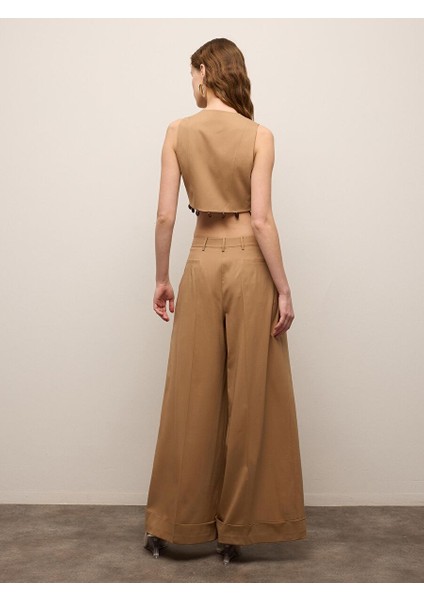 Camel Rengi Bol Paça Pantolon