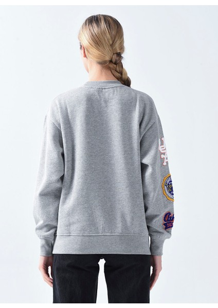 Bisiklet Yaka Açık Gri Kadın Sweatshırt 12224539 fırsatları