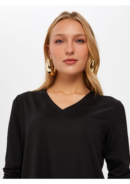 V Yaka Uzun Kol T-Shirt 00012 fırsatları