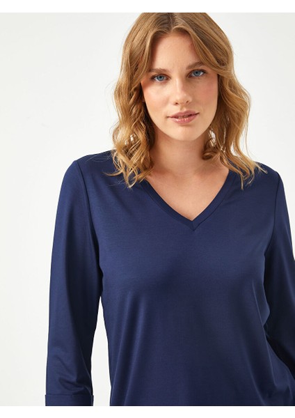 V Yaka Truvakar Kol T-Shirt 00014 fırsatları