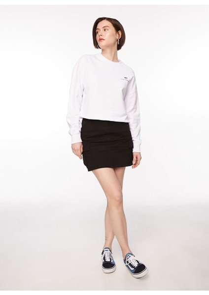 Bisiklet Yaka Düz Beyaz Kadın Sweatshırt 75CBIT01 modelleri