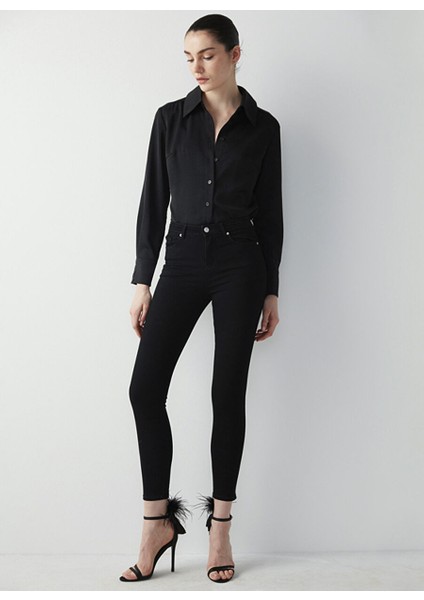 Ipekyol Yüksek Bel Skinny Ankle Paça Skinny Fit Siyah Kadın Denim Pantolon I00000018003001