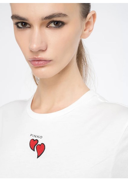 Yuvarlak Yaka Baskılı Beyaz Kadın T-Shirt 100789A1P8 fiyatları