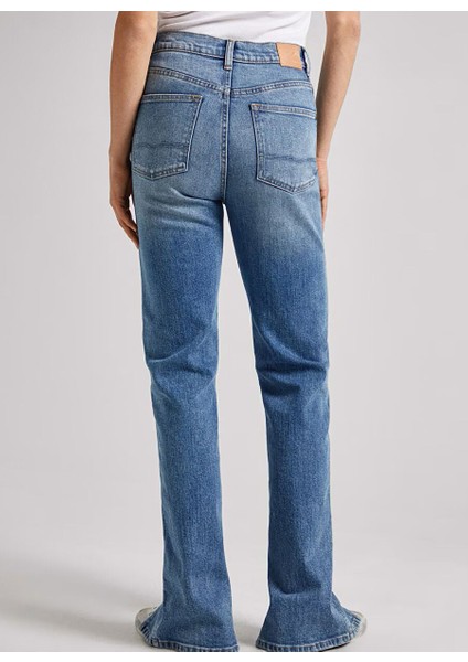 Çizgili Koyu Mavi Kadın Denim Pantolon PL2046862 indirimleri