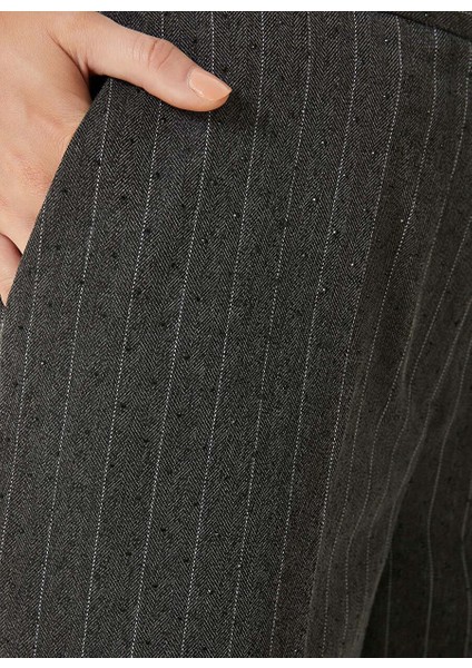 Koyu Gri Kadın Regular Fit Düz Pantolon 1092712