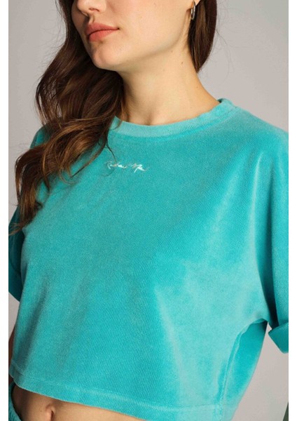 Turkuaz Yeşil Kadın Crop Top modelleri