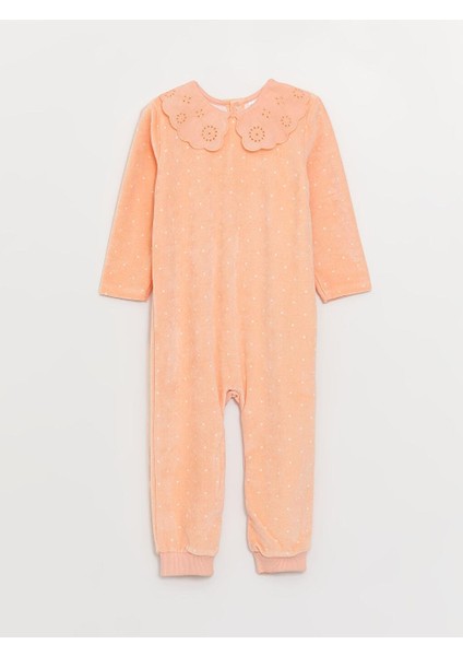 Baby Pembe Bisiklet Yaka Nakış Detaylı Kadife Kız Bebek Tulum(0-12 Ay Patikli, 12 Ay+ Patiksiz) fiyatları