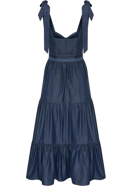 Askı Detaylı Büstiyer Midi Jean Elbise