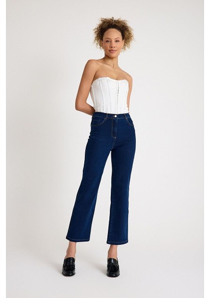 Ample Yüksek Bel Geniş Paça Jeans