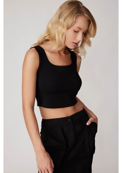Kalın Askılı Crop Bluz