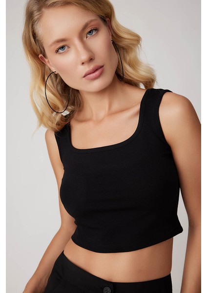 Kalın Askılı Crop Bluz