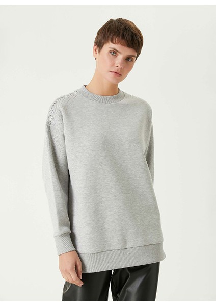 Gri Melanj Kadın Bisiklet Regular Fit Troklu Sweatshirt 1092339