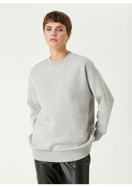 Gri Melanj Kadın Bisiklet Regular Fit Troklu Sweatshirt 1092339