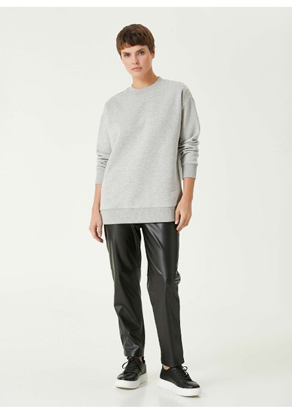 Gri Melanj Kadın Bisiklet Regular Fit Troklu Sweatshirt 1092339