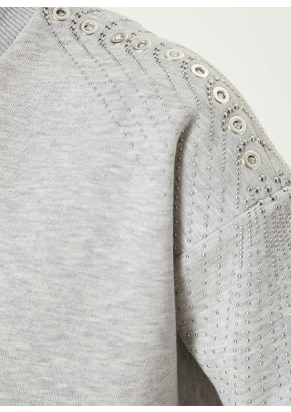 Gri Melanj Kadın Bisiklet Regular Fit Troklu Sweatshirt 1092339