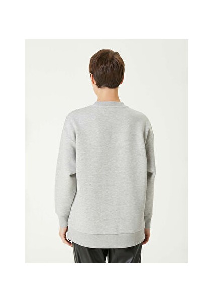 Gri Melanj Kadın Bisiklet Regular Fit Troklu Sweatshirt 1092339