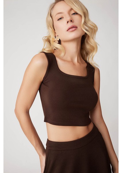 Kalın Askılı Crop Bluz