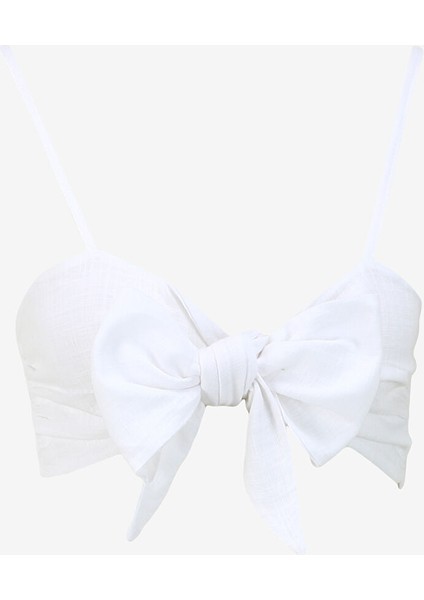 Beyaz Kadın Kısa Bluz 329248