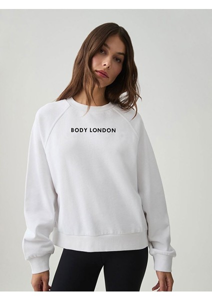 Standart Logolu Sweatshirt - Beyaz