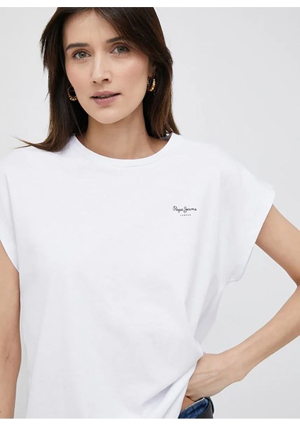 Beyaz Kadın Standart Düz T-Shirt PL504821 fiyatları