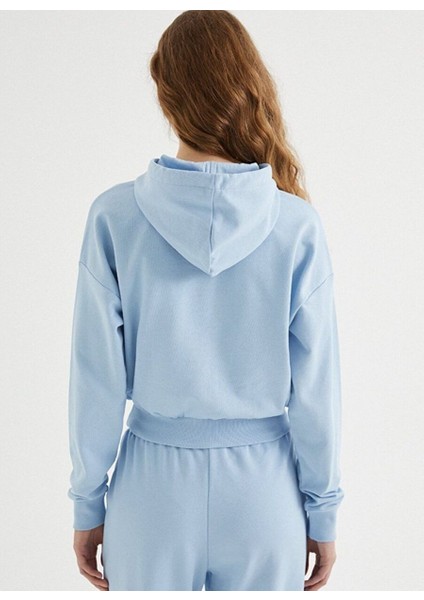 Mavi Kapüşonlu Pamuklu Regular Fit Kadın Sweatshirt Enjoy Cropped Hoodıe fırsatları